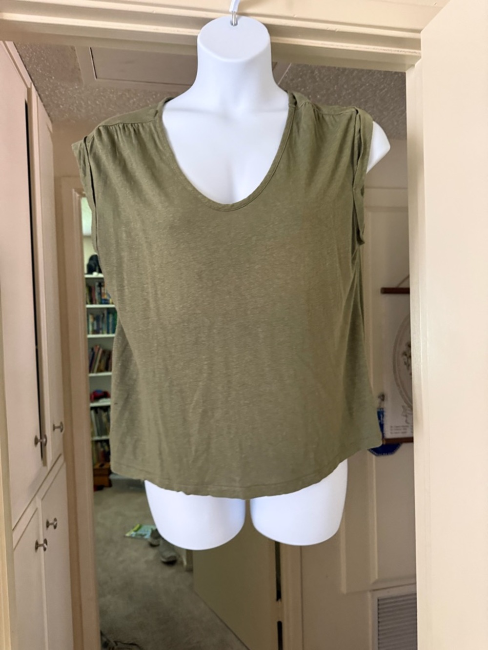 Lands' End Olive Green V-Neck Tank Top